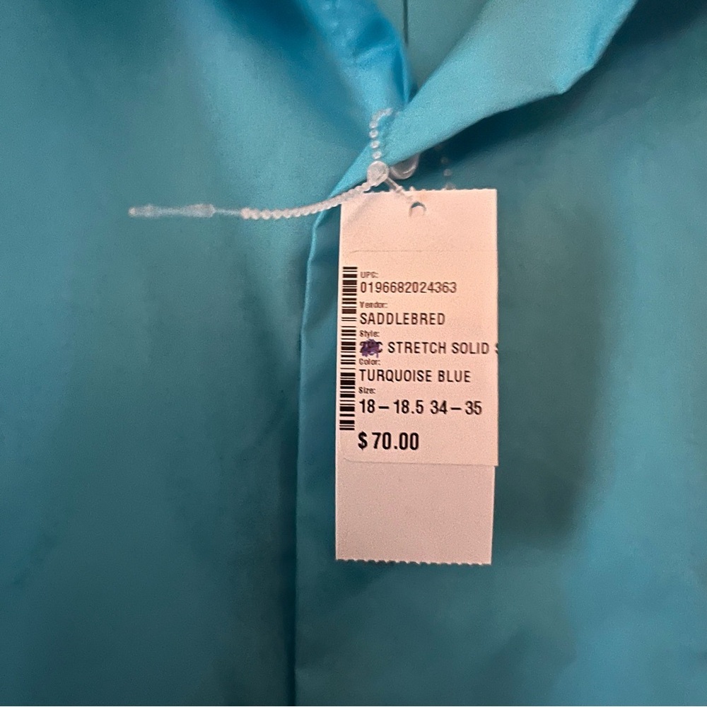 Men’s turquoise blue Saddlebred, long sleeve dress shirt, size 2 XL - Picture 8 of 8
